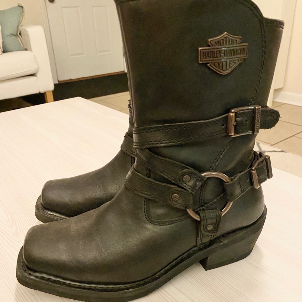 Leather Harley Davidson riding boots